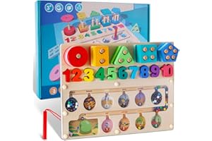 GCRQ Laberinto Magnético de Números y Colores, Juguetes Montessori para Mayores de 3 años, Tablero de Actividades Puzzle de Madera, Juguetes Educativos para Niños Pequeños Preescolares.