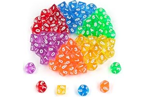 NEEROW Polyhedral Dice Set, 60 Pieces Acrylic Dice Set, D10 Game Cube Colourful for D&D/RPG/MTG Table Games, Board Game, Card Game, Role Play for Entertainment Activities, Family Reunions, Leisure Venues