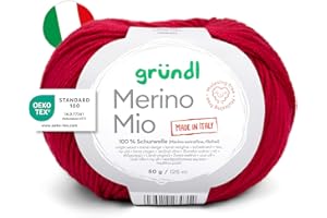 Gründl Lana Merino Mio, morbida lana merino per lavorare a maglia e all'uncinetto, morbida e delicata sulla pelle, 100% lana vergine (lana merino extrafine), 1 gomitolo, 50 g/125 m, spessore ferri 3-4