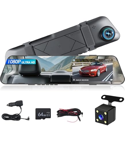 4K Spiegel Dash Cam Met Carplay Spiegel & Android Auto, Dash Cam Voor en Achter met WIFI GPS Tracker Functie, 11 inch Achteruitkijkspiegel Camera Met Spraakbesturing/BT Call/AUX/FM