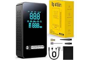 Ipflin Tyre Inflator Cordless Compressor - Portable Air Electric Bike Pump 150 PSI with Digital Display,Rechargeable Tyre Accessories for Car,Bike and Motorbike with Pressure Gauge and LED Light.