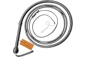 Bantoro Crafts schwarz Känguru-Lederpeitsche, schwere Bullenpeitsche in 16 Strängen, geflochtener Lederbauch und Lederpolster im Inneren, Laute, knallende Peitsche, Indiana Jones