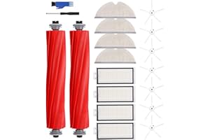 SOBEAU Pièces de Rechange pour Roborock Q7 Max Plus / Q7 Max / Q7 / Q7 Plus, 2 Brosse Principale, 4 HEPA filtres, 7 brosses latérales, 4 Chiffons à serpillère, Kit de Accessoire pour Roborock Q7