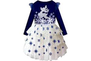 DXTON Vestito da Ragazza Principessa Unicorno Abito Bambina Festa Manica Corta Tulle 2-8 Anni