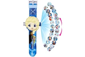 NDZYDXW Orologio Bambini,Froozen Orologio da Polso con proiettore Digitale, Orologio Giocattolo per Bambini, 24 motivi di proiezione, orologio elettronico da polso per bambini e ragazze