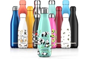Proworks Bouteille d'eau Isotherme, sans BPA, Gourde INOX Reutilisable pour Maintien Chaud de 12 Heures & du Froid Jusqu’à 24 Heures, pour Sport, Gym, Voyage - 350ml, 500ml, 750ml, 1 Litre & 1.5 Litre