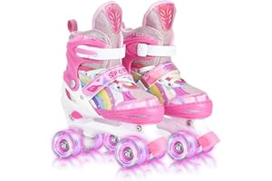 YUDOXN Rollschuhe Mädchen Verstellbar.komfortabl LED Rollerskates für Jugendliche und Anfänger.3 Größen, verstellbar von 31 bis 42, Rollerskates.Verstellbar Rollschuhe für Kinder