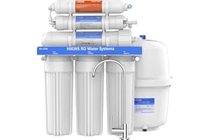 HiKiNS RO-150G Sistema de filtración de agua por ósmosis inversa, sistema de filtración de agua de 6 etapas, con membrana de flujo amplio, 150GPD y eficiencia de ahorro de agua, certificado por la FDA