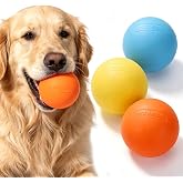Nobleza Rubber Dog Ball - Pack of 3 with Mesh Bag - 2.5" | 3 Natural Rubber Balls with Hanging Net for Park, Travel and Campi