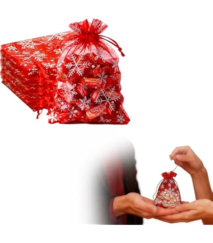Organza zakjes kerst | goedkoop snel geleverd - alles voor bedankjes, groothandel organza zakjes en bedankjes materialen