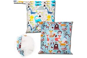 YEAPEAK 2 Pezzi Wetbag Pannolini Lavabili, Wet Bag, Borsa Per Pannolini Impermeabile, Borsa Per Pannolini Lavabili Riutilizzabile, Per Viaggi Spiaggia Piscina Gym, 28 * 30 Cm