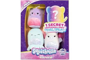Squishville by Original Squishmallows Sparkle Squad Plush - Four 2-Inch Squishmallows Plush Including Mina, Darby, and Nara - Toys for Kids
