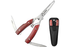 ILAJAO LaJao Fishing Pliers Scissors Curved Forceps Fish Lip Gripper with Hook Remover Split Ring Line Cutter Multi Tools Fishing Accessories Tackle Kit with Sheath Ideal for Flesh and Sea Fishing