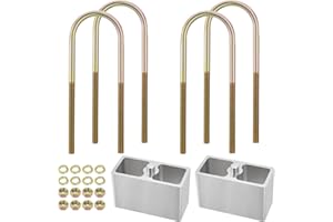Racewill 4 inch Universal Leaf Spring Lowering Block Kits, 5" Length x 2-1/3" Width Blocks, with 4 Pack Heavy Duty Galvanized U-Bolts