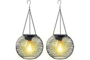 KagoLing Solarlampen für Außen Hängend | 2 Stück | Schwarz| Solar-Laternen mit LED-Glühbirne | Laterne für den Garten weihnachtsdeko aussen