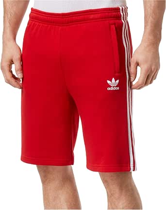 adidas 3 Stripes Red Sweat Shorts 