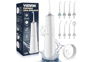 Vimmk bezprzewodowy irygator do zębów, elektryczny przyrząd do czyszczenia zębów, 5 trybów i 8 dysz, przenośny detektor wody 300 ml, prysznic dentystyczny IPX7, wodoszczelny, ustny irygator, zwycięzca