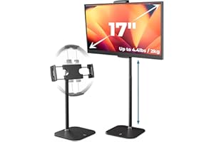 COOPER TabStand Support iPad de bureau 20" de hauteur, support moniteurs portables jusqu’à 17" (2 kg), support tablette bureau, fixation tablette, compatible iPad Samsung Kindle Fire Android (Noir)