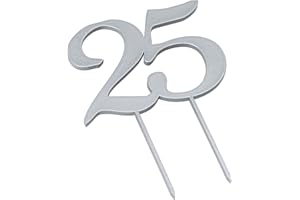 Mopec Cake Topper de Madera, 25 Aniversario, Plata, 12x17cm, 2