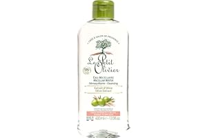 LE PETIT OLIVIER - Eau Micellaire Démaquillante Visage & Yeux - Extrait D'Olive - Nettoie & Démaquille - Peaux Normales à Sèches - Yeux Sensibles - 98% D'Origine Naturelle - Fabriqué en France - 400ml