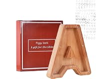 Wooden Piggy Bank-Personalized Gifts, Creative Twenty-Six English Alphabet Money Box,Piggy Banks for Boys and Girls,Kids Chri