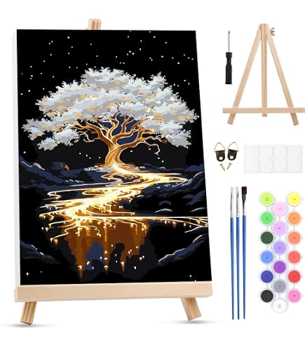 MXJSUA – Kit Peinture Par Numéros Avec Cadre – Phare 20x30 Cm – Chevalet Et Pinceaux Inclus – Adulte Et Enfant