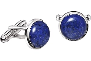 Franki Baker 925 Sterling Silver Genuine Lapis Lazuli Gemstone Cufflinks
