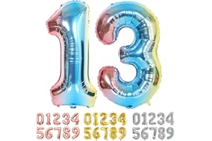 Ponmoo Foil Globo Número 13 31 Azul, Gigante Numeros 0 1 2 3 4 5 6 7 8 9 10-19 20-29 30 40 50 60 70 80 90 100, Grande Globos para La Boda Aniversario, Globo de Cumpleaños Fiesta Decoración