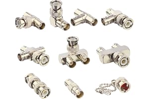 YILIANDUO 10 Tipo Adattatori BNC Femmina kit, Adattatore Splitter BNC Connettori Coassiali RF per Accoppiatore Video Radio Portatile per Sistema di Sorveglianza Telecamera CCTV