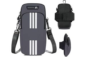 QIUPFGUT Armband Armtasche, Sport Laufen Doppel Reißverschluss Sportarmband, Leichtes Armband-Bügel-Halter-Beutel, Bequeme Handy-Armband-Hülle, Sport-Handy-Armband-Halter-Bügel, Radfahren Armtasche (Grau)
