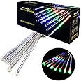 MIRADH Rain Drop Lights, LED Meteor Shower Lights 11.8 inch 8 Tubes 192leds, Icicle Falling for Diwali Lights for Decoration for Home Xmas Tree Christmas Decoration Outdoor (Multicolor)