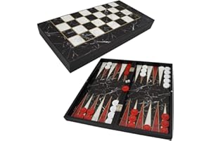 PrimoLiving Deluxe Monte Carlo Backgammon Set d'échecs en bois au format XXL 48 x 48,7 cm – Mallette en bois Tavla Backgammon pliable avec damier