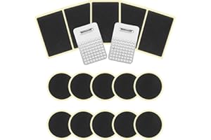 Oumers Kit di Riparazione per forature per Biciclette, 15 Pezzi di Toppe autoadesive Senza Colla Riparazione della Camera d'Aria della Bicicletta Rotonde e quadrate con raspa, attaccare saldamente