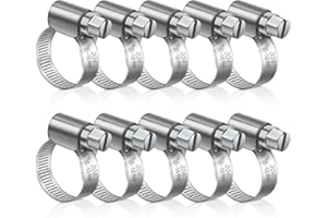 JatilEr Obejmy do węża 8-16 mm, 10 sztuk regulowanych zacisków do węża ze stali nierdzewnej 304, zestaw obejm do węży, obejmy rurowe do samochodów, przemysłu, łączenia i zabezpieczania przewodów
