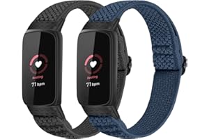 SOiiKE 2 Pièces Bracelet de Remplacement Compatible avec Fitbit Luxe Bracelet, Élastique Bandes de Sport Tissé en Nylon pour Hommes Femmes