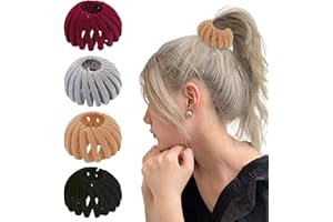 NEERIX 4 Stück Elegante Vogelnest Haarspangen,Erweiterbarer Knoten Maker für Damen,Haar Accessoires für Frauen,Flexibel Pferdeschwanz Halter,Schnellstyling für Dickes,Dünn & Lockiges Haar