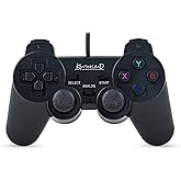 Kontorland Wired PC Gamepad &ndash; Dual Vibrating USB Game Handle (Black) with D-Input & X-Input Support