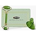 Finalize Face Massager Roller Massager Roller And Anti Aging 100% Natural Stone Jade Roller With Gau Sha Stone Facial Massager Soothing Firming Skin - (GREEN STONE,)