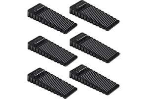 Vinabo Cale Porte PVC 6 Pièces, Bloque Porte Sol Réglable en Hauteur et Empilée, Arrêts de Portes pour Portes et Sols de Divers Matériaux - Noir