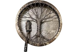pologmase Tambour chamanique, Tambour chamane, Tambour chamanique Fait Main, Tambour sibérien, Musique spirituelle, Apparence exquise, Ornement créatif décoration Bureau à Domicile