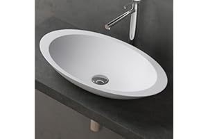 doporro Lavabo sobre encimera 59,3x35,1x10,7 cm diseño Colossum802 lavabo blanco fabricado de mármol fundido