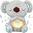 UrbanHomes Relief Koala, Breathing Koala Anxiety Bear with Calming Music, Lights, Sleeping Otter Plush, Soothing Koala Sleep Buddy for Adults & Kids, Stress Relief Stuffed Animal with Rhythmic