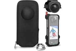 FitStill Telaio protettivo in lega di alluminio + scatola nera PU + copriobiettivo in silicone per Insta 360 X4, antigraffio e antipolvere, set di accessori X4
