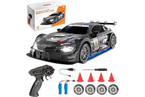 Siereolly Ferngesteuertes Auto 1:24 Scale Drift Car 4WD 2.4GHz RC Drift Auto 20KM/H Hohe Geschwindigkeit Rennwagen mit Zwei Batterien, LED-Leuchten