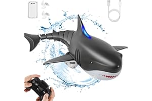 kizplays Remote Control Shark Toy for Kids Adults Electric High Simulation Shark for Swimming Pool Bathroom, Great RC Boat for 3+ Year Old Boys and Girls