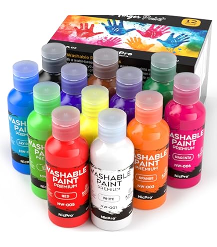 Maped Creativ - Kit de Peinture au Doigt - Mallette avec 4 Fiches à Peindre, 3 Tubes de Peinture 75 ml, 2 Planches de Stickers et 1 Nappe - Loisirs Créatifs, Dès 2 Ans