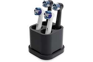 ‎QIKFRESH Qikfresh - 4er Aufsteckbürsten Halter und Zahnbürstenhalter - Passend für Oral-B, iO, Philips Sonicare, Waterpik, Fairywill - Aus lebensmittelechtem Silikon (Schwarz)