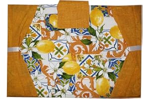 Russo Tessuti Copriforno Cucina Fornetto Fantasia Limoni Sorrento Giallo Blu