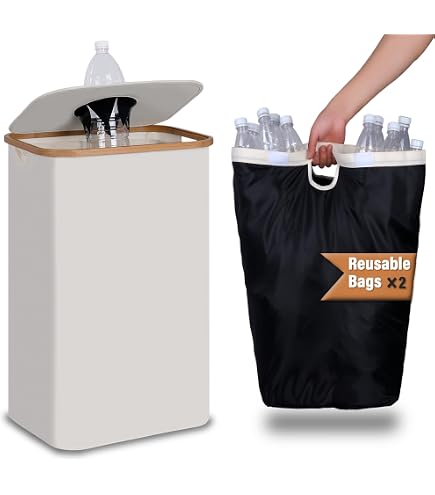 Poubelle De Tri 105L Pour Bouteilles - Avec Sac Amovible - Rangement Recyclage Cuisine