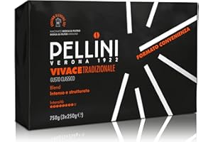Pellini N.42 Tradizionale, Caffè Macinato per Moka dal Gusto Vigoroso e Intenso, Miscele Arabica e Robusta a Tostatura Decisa, 3 Confezioni da 250g